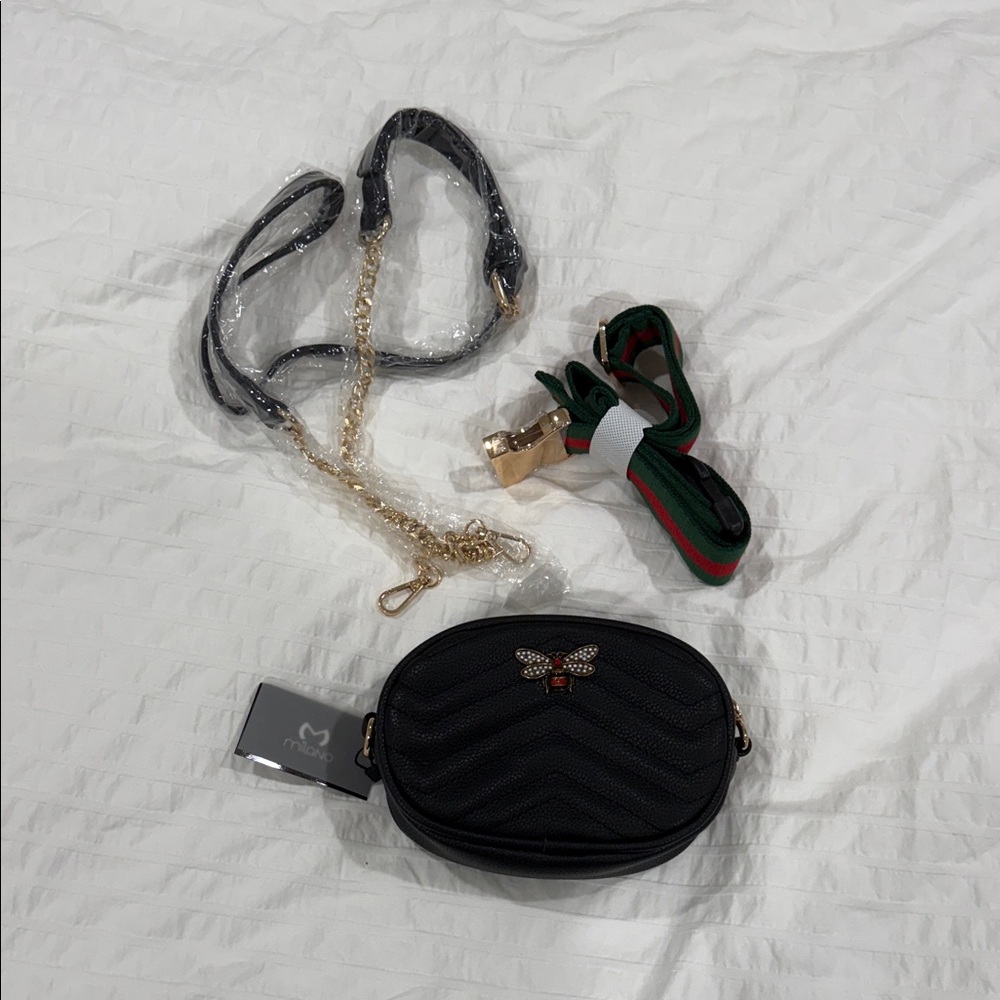 Elegant Black Crossbody and Belt Bag